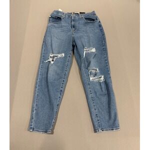 Levi's Mom Jeans Distressed Light Wash High Rise Straight Leg Denim